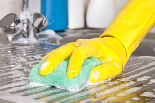 Cleaning equipment ready for a property service visit